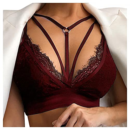 Damen Ungepolstert Lace Floral Bralette Bralet BH Bustier Crop Top Sexy Body Cage BH Halter Crop Top Bustier Hohle BH Oberseiten BH Spaghettiträger Cross Back Design Push up BH Sport Bra Top BL23 Damen Ungepolstert Lace Floral Bralette Bralet BH Bustier Crop Top Sexy Body Cage BH Halter Crop Top Bustier Hohle BH Oberseiten BH Spaghettiträger Cross Back Design Push up BH Sport Bra Top BL23 von Bluelucon