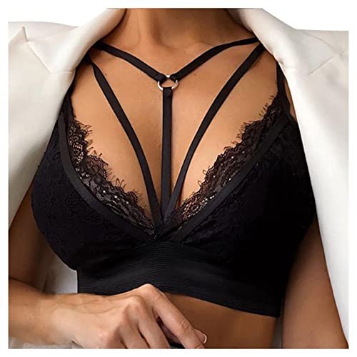 Frauen Unterwäsche Frauen Sexy Lace Bandage Dessous Korsett Push Up Top Unterwäsche Damen Bikini Wäsche Unterkleidung Riemchenkäfig Body Gothic Verstellbar Übergröße Cosplay Party Rave Zubehör BL14 von Bluelucon