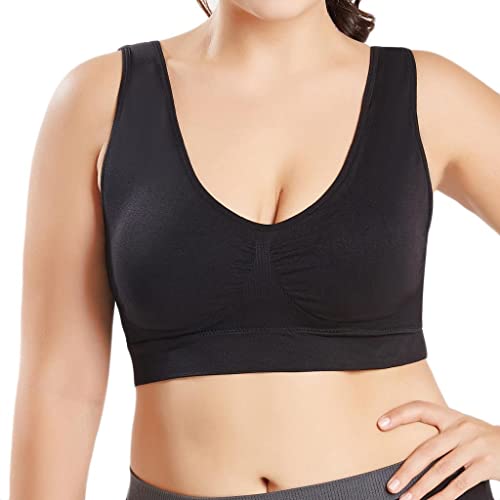 Übergröße Damen Bequem BH,Ohne Buegel,Lace Bra,Push Up,Starker Halt Komfort Bustier Seamless Weich Unterwäsche für Fitness Yoga Laufen Sport-BH Unterwäsche Spitzen-BH Nahtlose Bralette BL058 von Bluelucon