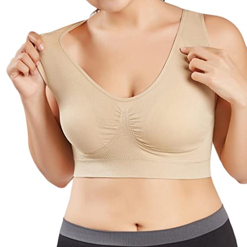 Übergröße Damen Bequem BH,Ohne Buegel,Lace Bra,Push Up,Starker Halt Ohne Bügel Abnehmbar für Fitness Joggen Training V-Ausschnitt Bra Dessous Push Up Yoga Fitness Sport Unterwäsche BL049 von Bluelucon