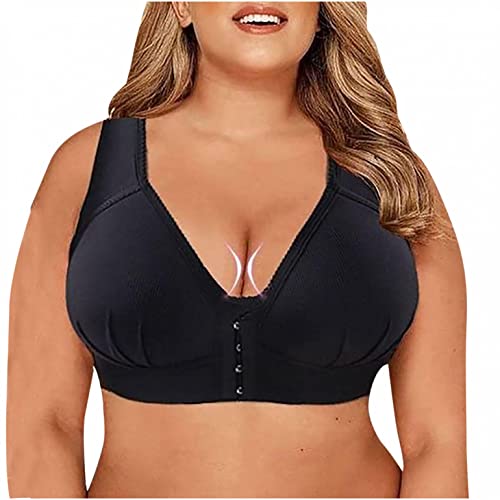 Übergröße Damen Sport BH Nahtlose Push Up Ohne Bügel Spitze Bra Gepolstert Starker Halt Push-Up BH Vorne Bügelloser BH Große Größen für Laufen Joggen Yoga Fitness BL011 von Bluelucon