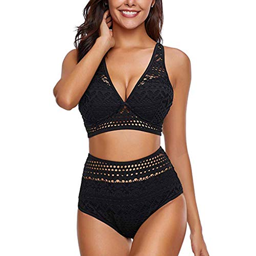 Zweiteiliger Hoch Taillierter Damen Häkel Bikini mit V-Ausschnitt Bikini Set Hohlschalenoberteil für Damen handgewebtem Bikini Badeanzug Strandmode Sexy Elegant Split Einfarbig High Waist Bikinihose Zweiteiliger Hoch Taillierter Damen Häkel Bikini mit V-Ausschnitt Bikini Set Hohlschalenoberteil für Damen handgewebtem Bikini Badeanzug Strandmode Sexy Elegant Split Einfarbig High Waist Bikinihose von Bluelucon