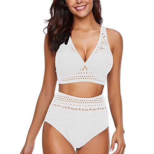 Zweiteiliger Hoch Taillierter Damen Häkel Bikini mit V-Ausschnitt Bikini Set Hohlschalenoberteil für Damen handgewebtem Bikini Badeanzug Strandmode Sexy Elegant Split Einfarbig High Waist Bikinihose Zweiteiliger Hoch Taillierter Damen Häkel Bikini mit V-Ausschnitt Bikini Set Hohlschalenoberteil für Damen handgewebtem Bikini Badeanzug Strandmode Sexy Elegant Split Einfarbig High Waist Bikinihose von Bluelucon