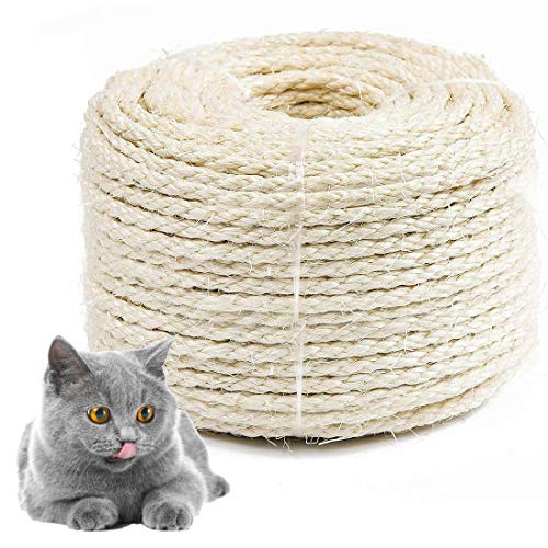 Bluelves Sisalseil für kratzbaum, Natur Sisal Seil, Mehrzweckseil Seil Sisal für Katzen kratzbaum, Katzenbaum Sisal-Seil (6mm, 20m) von Bluelves