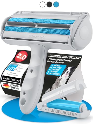 BluePet Original Tierhaarentferner inkl. Mini Fusselbürste für Kleidung I Wiederverwendbare Fusselrolle um Tierhaare, Katzenhaare, Hundehaare entfernen I Abwaschbar, Wiederverwendbar, Lint Remover von BluePet