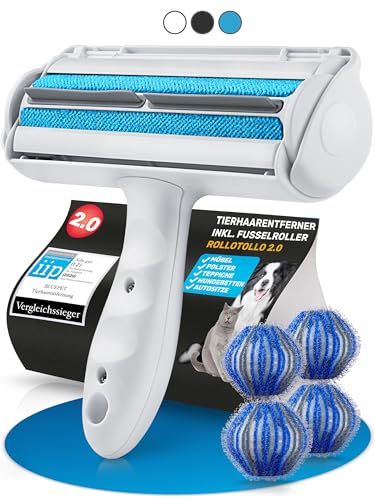 BluePet Original Tierhaarentferner inkl. 4X Wäschebälle I Wiederverwendbare Fusselrolle um Tierhaare, Katzenhaare, Hundehaare entfernen I Abwaschbar, Wiederverwendbar, Lint Remover von BluePet