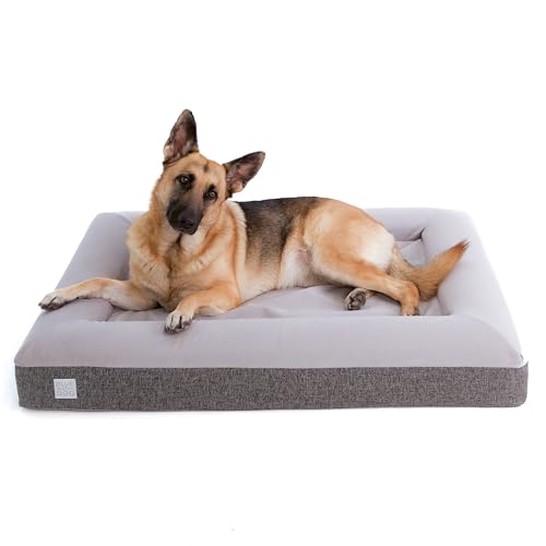 Bluewater Dog Orthopädisches Hundebett aus Memory-Schaum, mit wasserdichtem Innenfutter, maschinenwaschbarem Bezug mit YKK-Reißverschlüssen, Größe L 114,3 x 91,4 x 17,8 cm (L x B x T) von Bluewater Dog