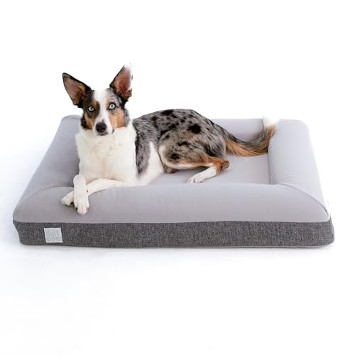 Bluewater Dog Orthopädisches Hundebett aus Memory-Schaum, mit wasserdichtem Innenfutter, maschinenwaschbarem Bezug mit YKK-Reißverschlüssen, Größe M (L x B x H): 94 x 76 x 15 cm von Bluewater Dog