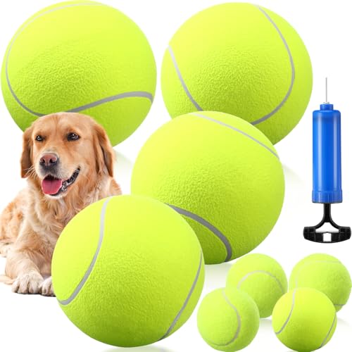Blueweenly Aufblasbarer großer Tennisball für Hunde, 24,1 cm, 4 Stück, 6,3 cm, quietschende Tennisbälle, interaktives Haustierspielzeug, Ball zum Werfen und Apportieren, Ball für kleine, mittelgroße Blueweenly Aufblasbarer großer Tennisball für Hunde, 24,1 cm, 4 Stück, 6,3 cm, quietschende Tennisbälle, interaktives Haustierspielzeug, Ball zum Werfen und Apportieren, Ball für kleine, mittelgroße von Blueweenly