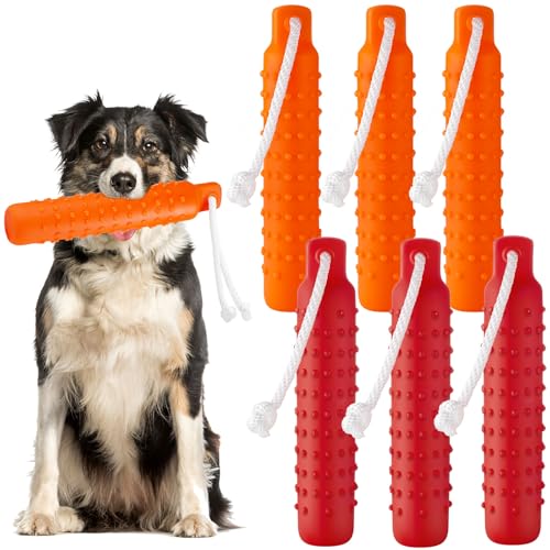 Blueweenly Hundetrainings-Stoßstange mit Wurfseil, 27,9 x 5,1 cm, Hundetraining, Schnuller, Standard-Größe, Ente, Jagd, Trainingswerkzeug für Jagd und Sporthunde (Orange, Rot), 6 Stück von Blueweenly