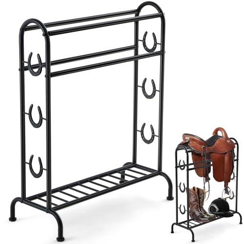 Blulu Sattelständer, Hufeisen Trophäe Pferd Sattelständer, Dekoratives Eisen Hufeisen Motiv, Ideal für Trophäensattel Display Zubehör, Inklusive Metalldisplay für zusätzlichen Stauraum Einfache Blulu Sattelständer, Hufeisen Trophäe Pferd Sattelständer, Dekoratives Eisen Hufeisen Motiv, Ideal für Trophäensattel Display Zubehör, Inklusive Metalldisplay für zusätzlichen Stauraum Einfache von Blulu