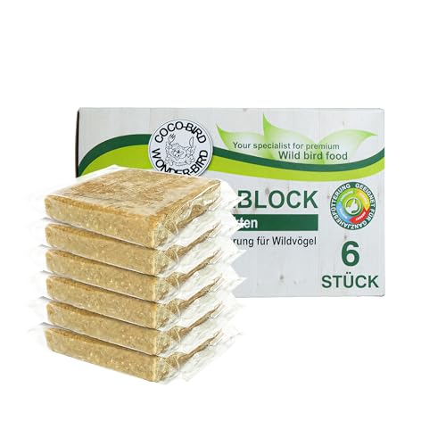 Energieblock für Vögel mit Proteinreichen Insekten – 6 Stück à 300g – Ideal für Energiebedürftige Wildvögel – Fettblock mit Mehlwürmern von Blumixx