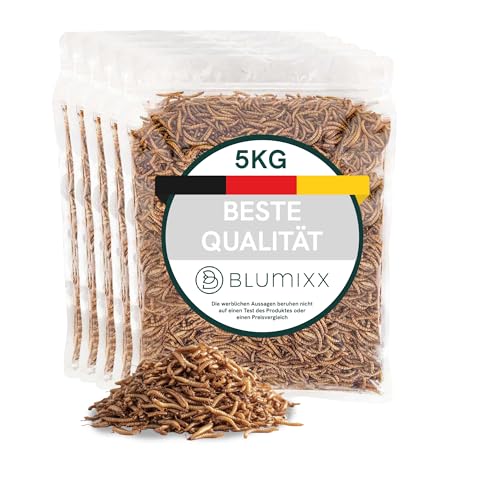Mehlwürmer getrocknet für Reptilien 5kg - Premium-Qualität, Nahrhaftes Futter, Perfekt für eine Vielzahl von Amphibien, Schildkrötenfutter, Fischfutter Teich & Aquarium, wiederverschließbarer Beutel Mehlwürmer getrocknet für Reptilien 5kg - Premium-Qualität, Nahrhaftes Futter, Perfekt für eine Vielzahl von Amphibien, Schildkrötenfutter, Fischfutter Teich & Aquarium, wiederverschließbarer Beutel von Blumixx