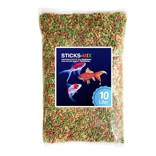 Teich Sticks Mix 10 Liter - Premium Alleinfuttermittel für Teichfische, Kois und Goldfische - Angereichert mit Vitaminen - Nicht Trübend von Blumixx