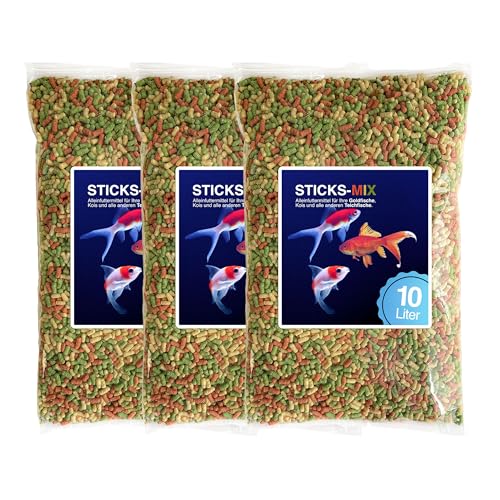 Teich Sticks Mix 30 Liter - Premium Alleinfuttermittel für Teichfische, Kois und Goldfische - Angereichert mit Vitaminen - Nicht Trübend von Blumixx