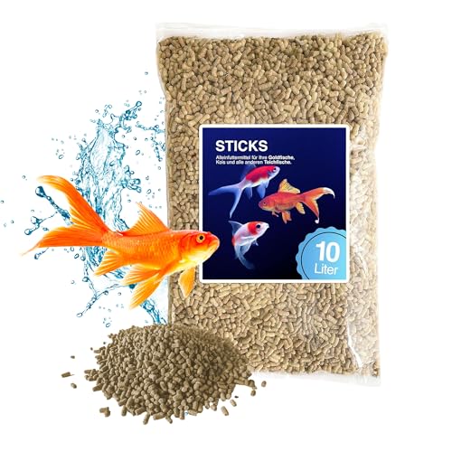 Teichsticks Premium 10L / 800g Fischfutter für Goldfisch, Koi, Teichfische, Pond Sticks Koifutter Gold-Fischfutter für den Gartenteich ohne Wassertrübung von Blumixx