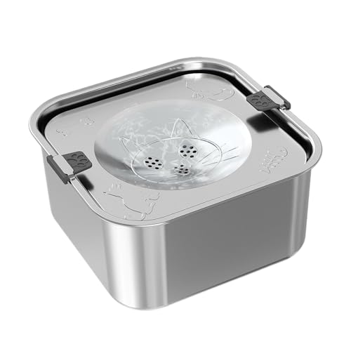 Haustierwasserbrunnen, Slow Water Feeder, Edelstahl-Haustierschale, tropffreies Design, kau-sofeste Konstruktion, 20.1x20.1x10,8 cm, für Zuhause, Terrasse, Outdoor, Hof Haustierwasserbrunnen, Slow Water Feeder, Edelstahl-Haustierschale, tropffreies Design, kau-sofeste Konstruktion, 20.1x20.1x10,8 cm, für Zuhause, Terrasse, Outdoor, Hof von Bmdjdq