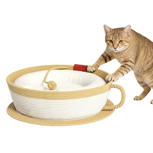 Katzenkorb,Kaffeetassenförmiges Korbkissen - Indoor Niedliches Und Spaßiges Kratzhaus,Für Auto Sessel Couch Tisch Winter Spielen Schlafen von Bmdjdq