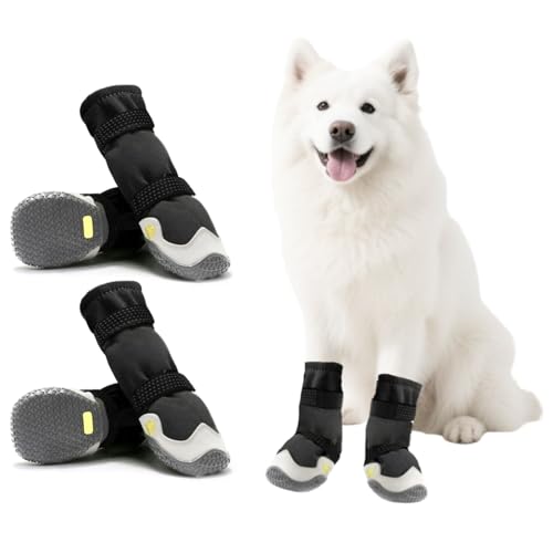 BnbnPup Hundeschuhe Pfotenschutz [4 Stück], Wasserdicht & Atmungsaktiv Mit Rutschfester Sohle Und Reflektierendem Klettverschluss - Für Kleine, Mittlere Und Große Hunde | Outdoor Hundestiefel (2#) von BnbnPup