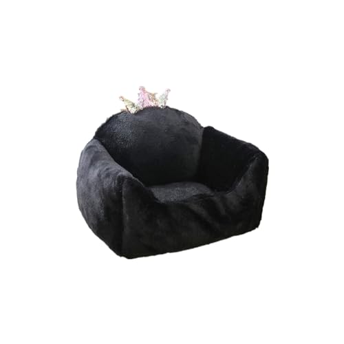 BoLinCo Gemütliches und süßes Haustierbett for kleine und mittelgroße Hunde, ganzjährig warme Hundeunterlage, perfekt auch for Katzen! (Color : Black Crown, Size : M 65 * 60 * 28CM) von BoLinCo