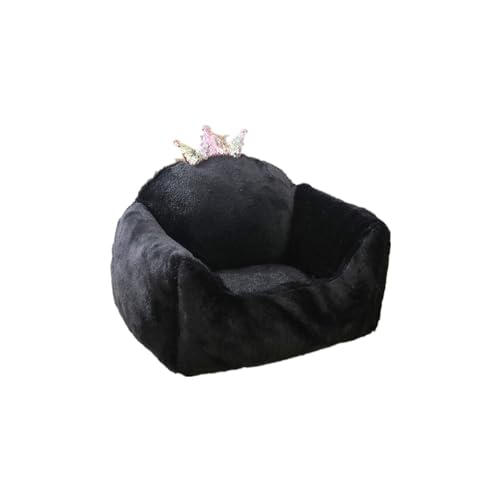 BoLinCo Gemütliches und süßes Haustierbett for kleine und mittelgroße Hunde, ganzjährig warme Hundeunterlage, perfekt auch for Katzen! (Color : Black Crown, Size : S 50 * 45 * 25CM) von BoLinCo