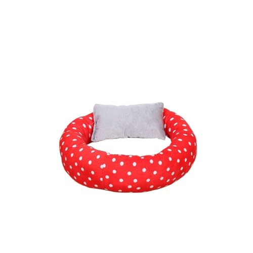 BoLinCo Katzenhaus, Sommer-Katzenbett mit Flauschiger Katzenmatte, Schlafmatte. Villa Katze liefert Haustier-Hundehaus for alle Jahreszeiten (Color : Spotted Red, Size : XS 30 * 20 * 10) von BoLinCo