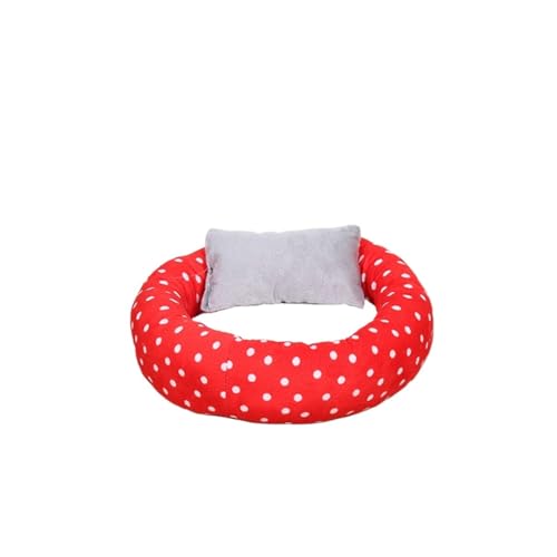 BoLinCo Katzenhaus, Sommer-Katzenbett mit Flauschiger Katzenmatte, Schlafmatte. Villa Katze liefert Haustier-Hundehaus for alle Jahreszeiten(Spotted Red,XS 30 * 20 * 10) von BoLinCo