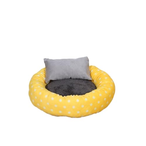 BoLinCo Katzenhaus, Sommer-Katzenbett mit Flauschiger Katzenmatte, Schlafmatte. Villa Katze liefert Haustier-Hundehaus for alle Jahreszeiten (Color : Spotted Yellow, Size : L 46 * 35 * 15) von BoLinCo