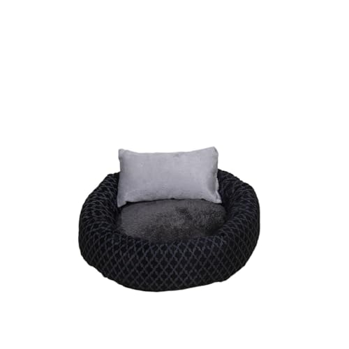 BoLinCo Katzenhaus, Sommer-Katzenbett mit Flauschiger Katzenmatte, Schlafmatte. Villa Katze liefert Haustier-Hundehaus for alle Jahreszeiten (Color : Striped Black, Size : M 40 * 32 * 14) von BoLinCo