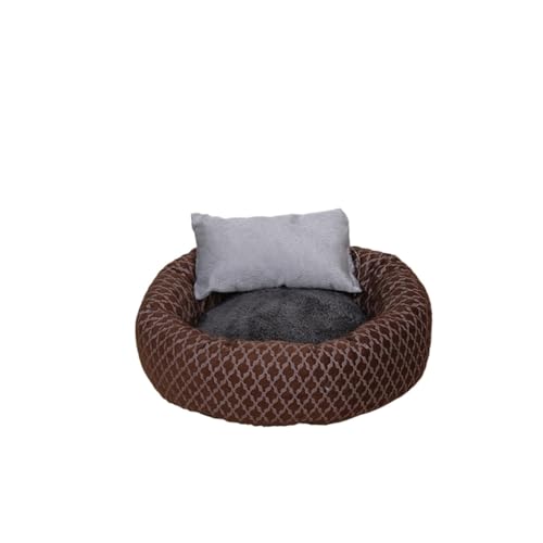 BoLinCo Katzenhaus, Sommer-Katzenbett mit Flauschiger Katzenmatte, Schlafmatte. Villa Katze liefert Haustier-Hundehaus for alle Jahreszeiten (Color : Striped Brown, Size : L 46 * 35 * 15) von BoLinCo