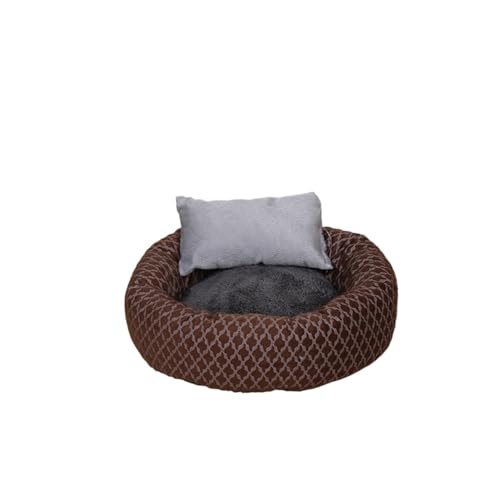 BoLinCo Katzenhaus, Sommer-Katzenbett mit Flauschiger Katzenmatte, Schlafmatte. Villa Katze liefert Haustier-Hundehaus for alle Jahreszeiten(Striped Brown,XS 30 * 20 * 10) von BoLinCo