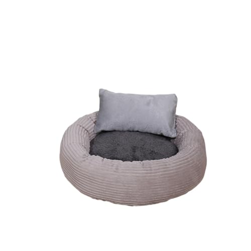 BoLinCo Katzenhaus, Sommer-Katzenbett mit Flauschiger Katzenmatte, Schlafmatte. Villa Katze liefert Haustier-Hundehaus for alle Jahreszeiten (Color : Striped Gray, Size : L 46 * 35 * 15) von BoLinCo