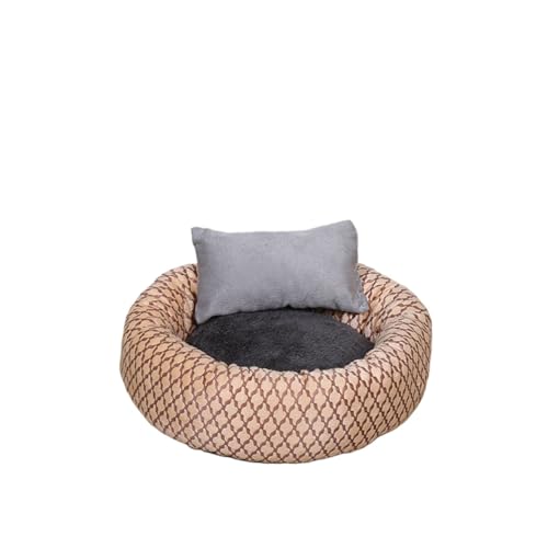 BoLinCo Katzenhaus, Sommer-Katzenbett mit Flauschiger Katzenmatte, Schlafmatte. Villa Katze liefert Haustier-Hundehaus for alle Jahreszeiten (Color : Striped Rice Yellow, Size : XS 30 * 20 * 10) von BoLinCo