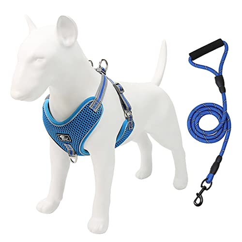 Sicherheitswesten Haustiergurt und Leine Set Hunde-weiche Mesh-Weste einstellbar Reflektierend for mittelgroße große Hunde Brustgurt Traktionsseil Pet-liefert Reflektierende Westen (Color : Blue, SI von BoNene