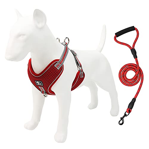 Sicherheitswesten Haustiergurt und Leine Set Hunde-weiche Mesh-Weste einstellbar Reflektierend for mittelgroße große Hunde Brustgurt Traktionsseil Pet-liefert Reflektierende Westen (Color : Red, Siz von BoNene