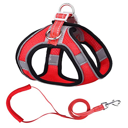 Sicherheitswesten Reflektierende Hundegeschirr Leine Set Nylon Haustier Katze Harness Hundeleine Verstellbare Haustiergurtweste for Welpen Medium Hund Haustierbedarf Reflektierende Westen (Color : Re von BoNene