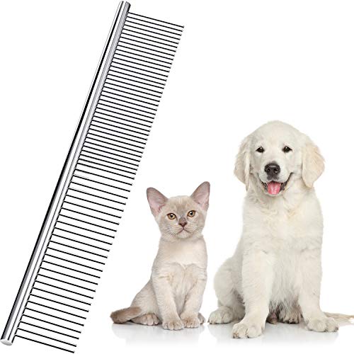 Boao Edelstahl Haustier Kamm Mit Abgerundeten Zähnen für Große, Mittlere und Kleine Hunde und Katzen Mit Verworrenen Kurzen/Langen Haaren (19 x 3 cm) von Boao
