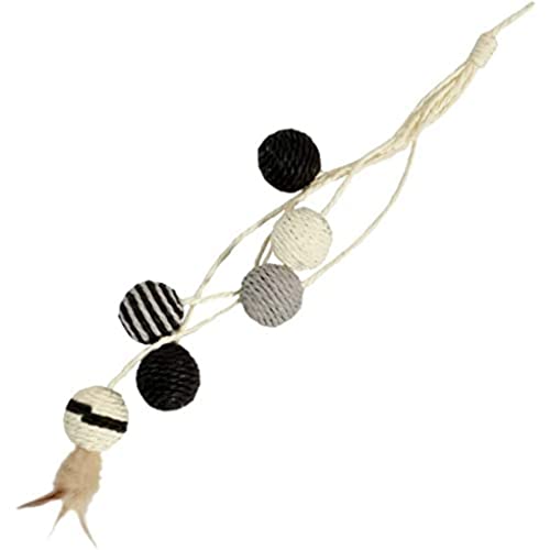 Bobby Bille – Kratzbaum Katzenspielzeug aus recyceltem Seil, mit Bällen und Federn, zum Aufhängen, Schwarz, 52 cm Bobby Bille – Kratzbaum Katzenspielzeug aus recyceltem Seil, mit Bällen und Federn, zum Aufhängen, Schwarz, 52 cm von Bobby