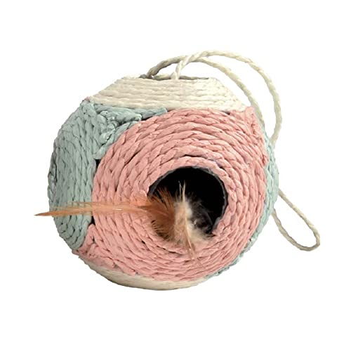 Bobby Facette – Katzenball, Kratzbaumspiel aus recyceltem Seil, mit Bällen und Federn, zum Aufhängen, Pink, 10ø-30 CM Bobby Facette – Katzenball, Kratzbaumspiel aus recyceltem Seil, mit Bällen und Federn, zum Aufhängen, Pink, 10ø-30 CM von Bobby