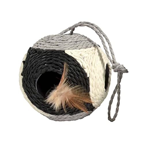 Bobby Facette – Katzenball, Kratzbaumspiel aus recyceltem Seil, mit Bällen und Federn, zum Aufhängen, Schwarz, 10ø-30 CM Bobby Facette – Katzenball, Kratzbaumspiel aus recyceltem Seil, mit Bällen und Federn, zum Aufhängen, Schwarz, 10ø-30 CM von Bobby