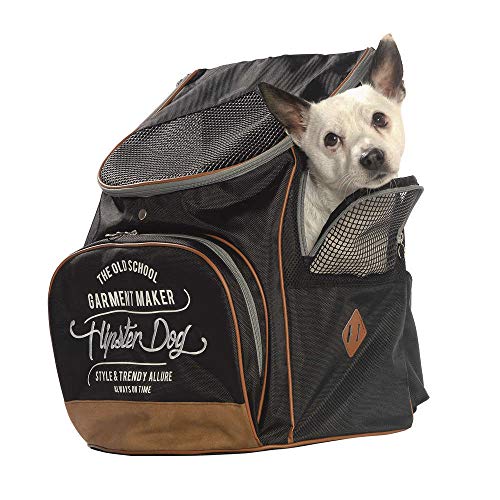 Bobby Pack – Tragetasche Für Katzen Und Kleine Hunde 33 X 26 X 44 Cm – Hundetragetasche Mit Schultergurt, Rucksack Für Haustiere, Schwarz von Bobby