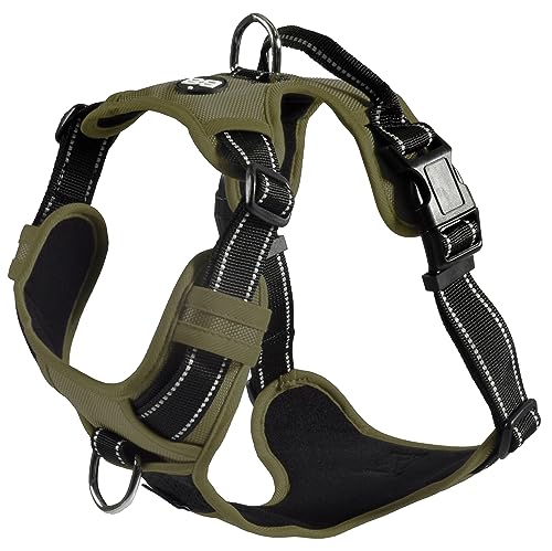 Bobby Rando Walk – Hundegeschirr, Hundegeschirr für Hunde, mittelgroß, klein, groß, Nylon, sicher, bequem, reflektierend, verstellbar, Khaki, L/46–70 x 2,5 cm von Bobby