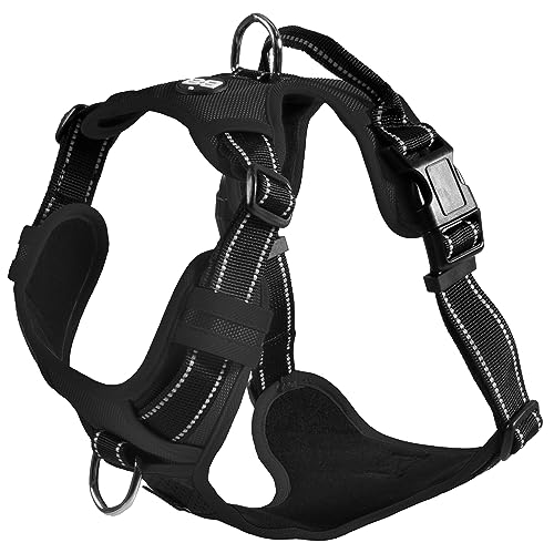 Bobby Rando Walk – Hundegeschirr, Hundegeschirr für mittelgroße, kleine und große Hunde aus Nylon, sicher, bequem, reflektierend, verstellbar, Schwarz, L/46–70 x 2,5 cm von Bobby