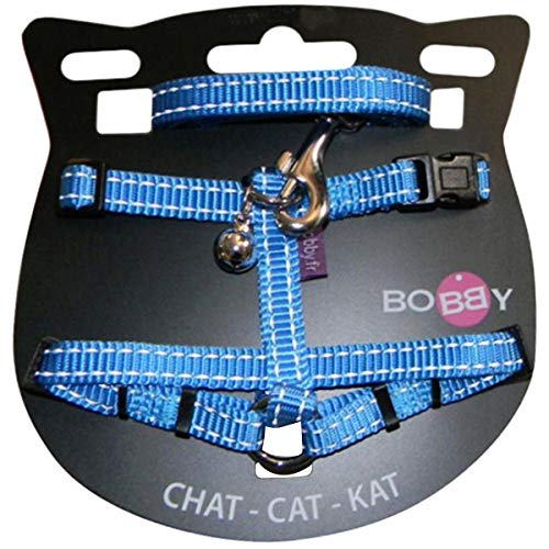Bobby Safe – Katzengeschirr-Set mit Leine, Fluchtschutz, reflektierend, langlebig, blau, 25–38 x 10 cm von Bobby