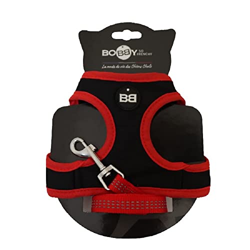 Bobby Safe Katzengeschirr mit Leine, Geschirr für extra kleine Katzen, Welpen-Katzengeschirr-Set, verstellbar, reflektierend, rot, für Katzen 3-6 KG von Bobby
