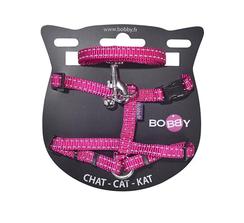 Bobby Safe – Katzengeschirr und Leine, Anti-Fuge, Reflektierend, Resistent, Fuchsia, 25-38 x 10 cm Bobby Safe – Katzengeschirr und Leine, Anti-Fuge, Reflektierend, Resistent, Fuchsia, 25-38 x 10 cm von Bobby