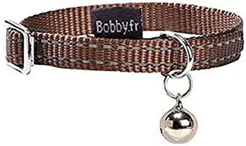 Bobby Safe – Katzenhalsband aus farbigem Nylon, widerstandsfähig, erstickungsfest, reflektierend, verstellbar, braun – 30 x 1 cm von Bobby
