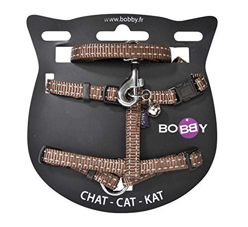 Bobby Safe – Set mit Geschirr und Leine für Katzen, auslaufsicher, reflektierend, strapazierfähig, braun, Brustgröße 25 – 38, Gurtstärke 1 cm Bobby Safe – Set mit Geschirr und Leine für Katzen, auslaufsicher, reflektierend, strapazierfähig, braun, Brustgröße 25 – 38, Gurtstärke 1 cm von Bobby