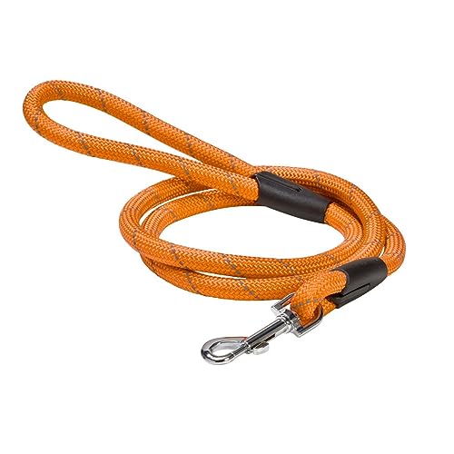 Bobby Walk – Schlauchförmige Hundeleine, Trainingshundeleine mit Karabiner, strapazierfähiges Nylon, Orange, 124 x 1,2 cm von Bobby