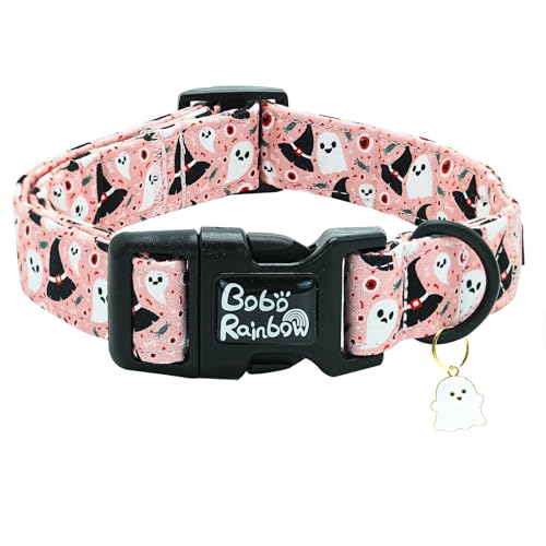 Bobo Rainbow Geister-Hundehalsband, Halloween-Haustier-Halsband, verstellbar, niedlich, leicht, Schnellverschluss-Schnalle, Urlaub, Welpen, Halsbänder, bequeme Baumwolle, Geschenk für Jungen und von Bobo Rainbow